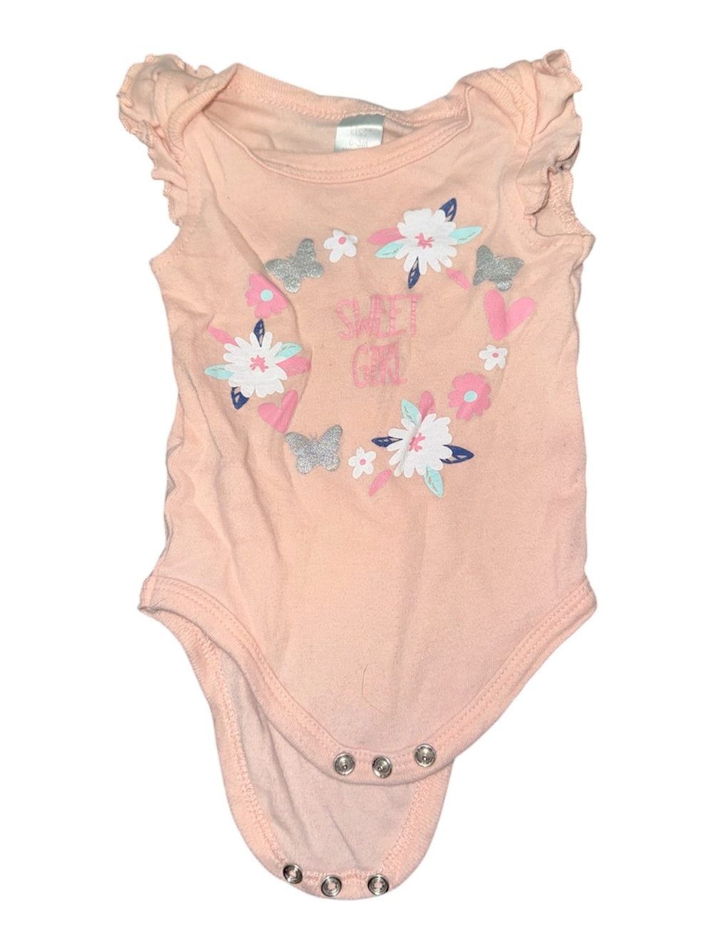 ⭐️ 4 for $16 Bundle | Sweet Girl Peach Floral Baby One-Piece Bodysuit 0-3 months